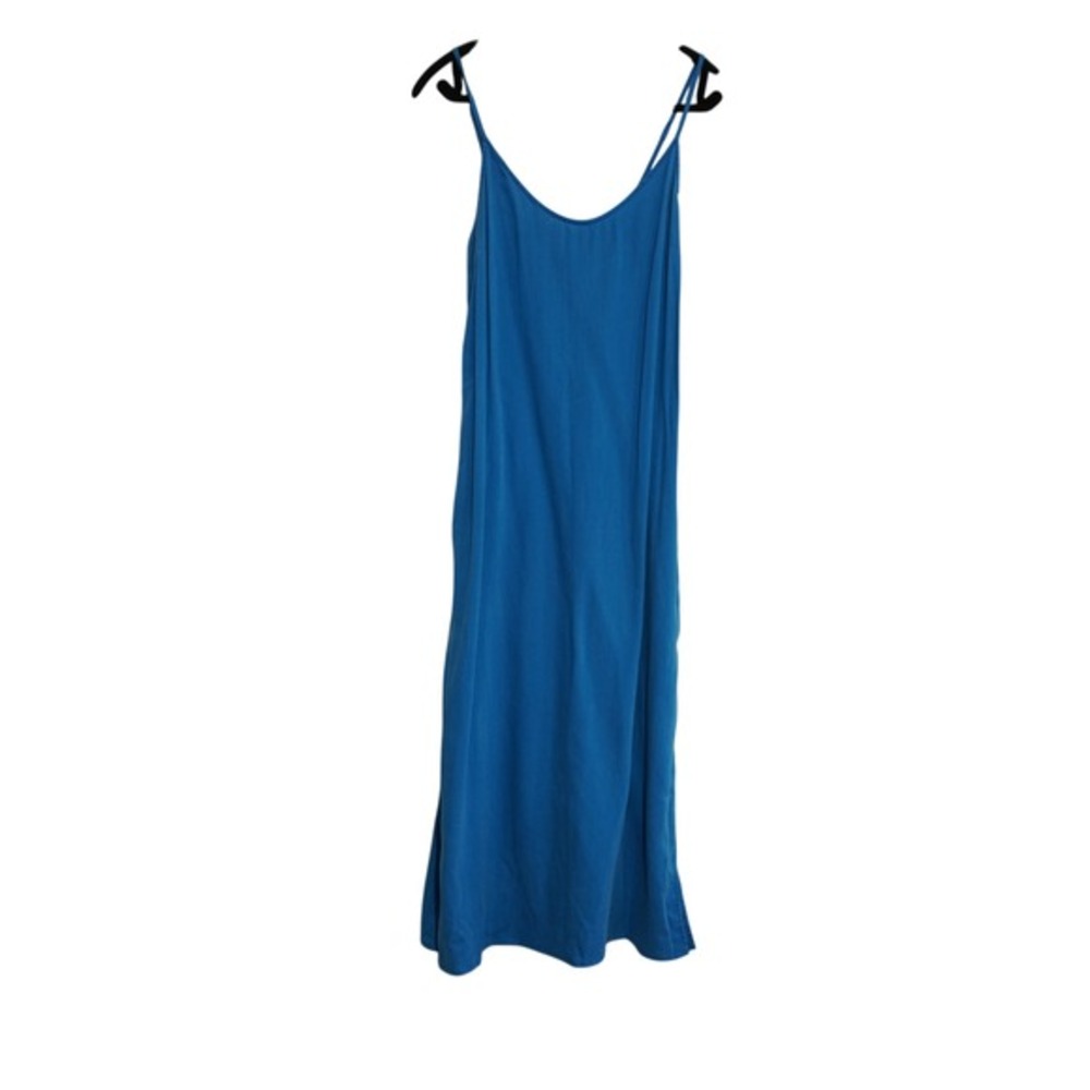 Quiksilver Womens Blue Lyocell Midi Slip Dress Adjustable Straps Side Slit Beach